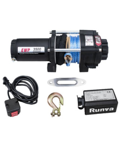 Лебідка електрична 12 v 1588 кг RUNVA EWP3500 синтетичний трос