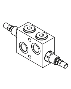 Запобіжний подвійний клапан Gumec RVD-DI-90°, 350 бар, 75 л/хв, 1/2"
