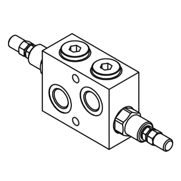 Предохранительный двойной клапан Gumec RVD-DI-90°, до 350 бар, 45 л/мин, 3/8"