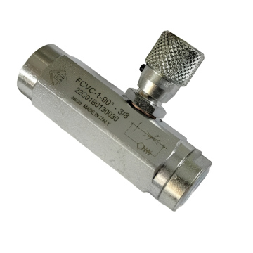 Гідравлічний регулятор потоку Gumec FCVC-1-90° 1/4", 10 л/хв, 250 бар