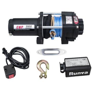 Лебідка електрична 12 v 1588 кг RUNVA EWP3500 синтетичний трос